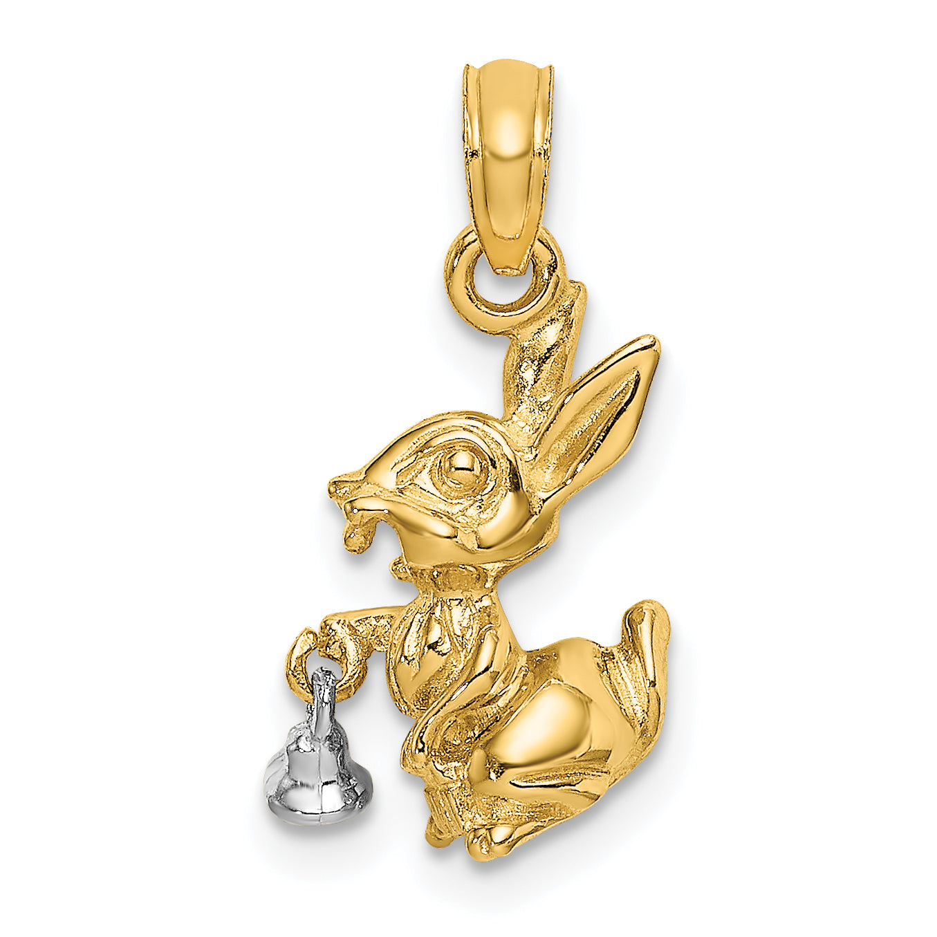 14k Two-Tone Moveable 3-D Bunny Rabbit Charm Main image