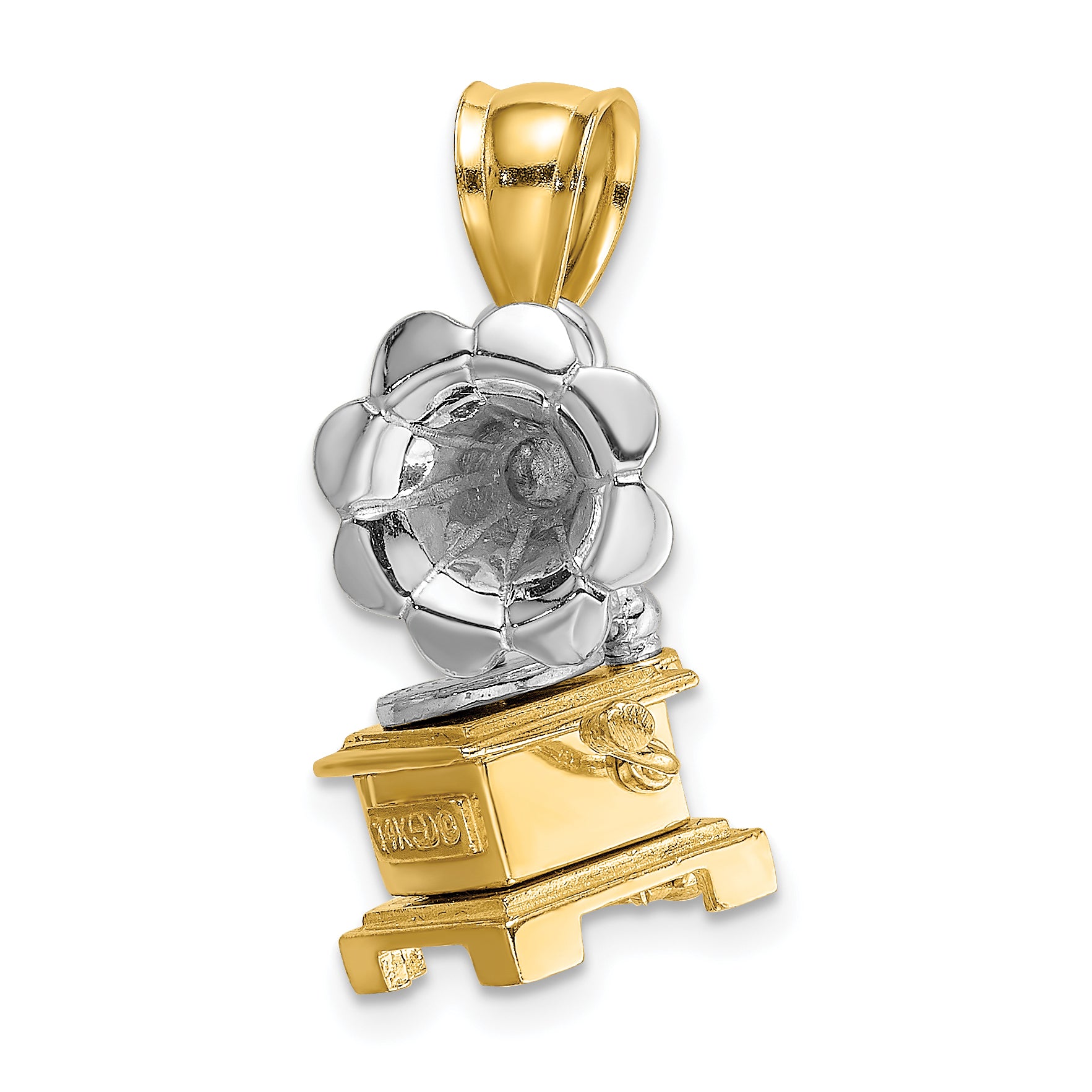 14K Two-Tone 3-D Moveable Phonograph Charm