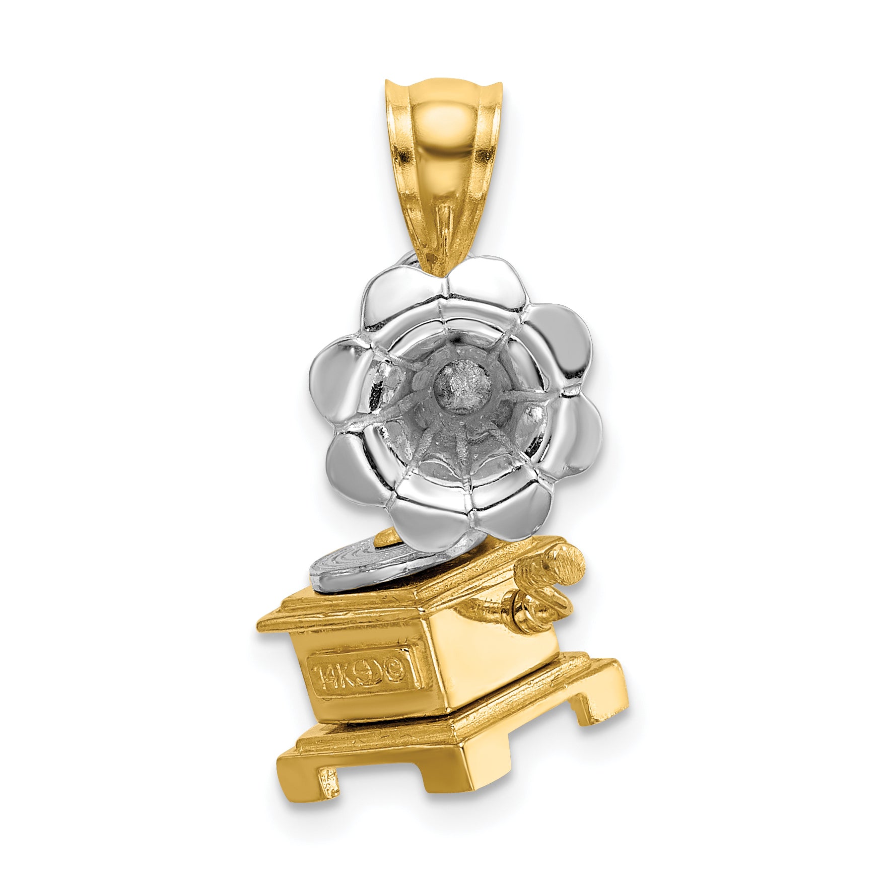 14K Two-Tone 3-D Moveable Phonograph Charm Main image