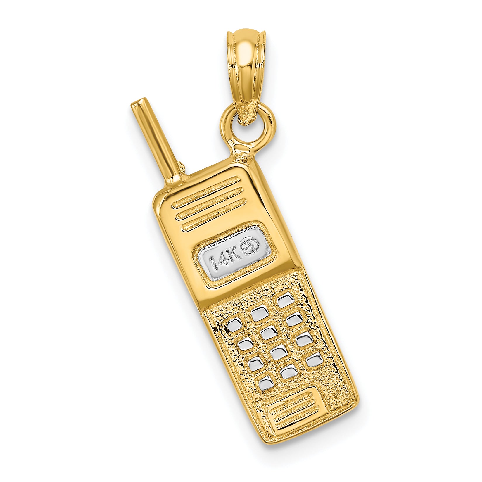 14K w/ Rhodium 3-D Cell Phone Charm Main image