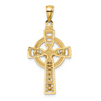 14k Two-tone Celtic Crucifix w/ Eternity Circle Charm