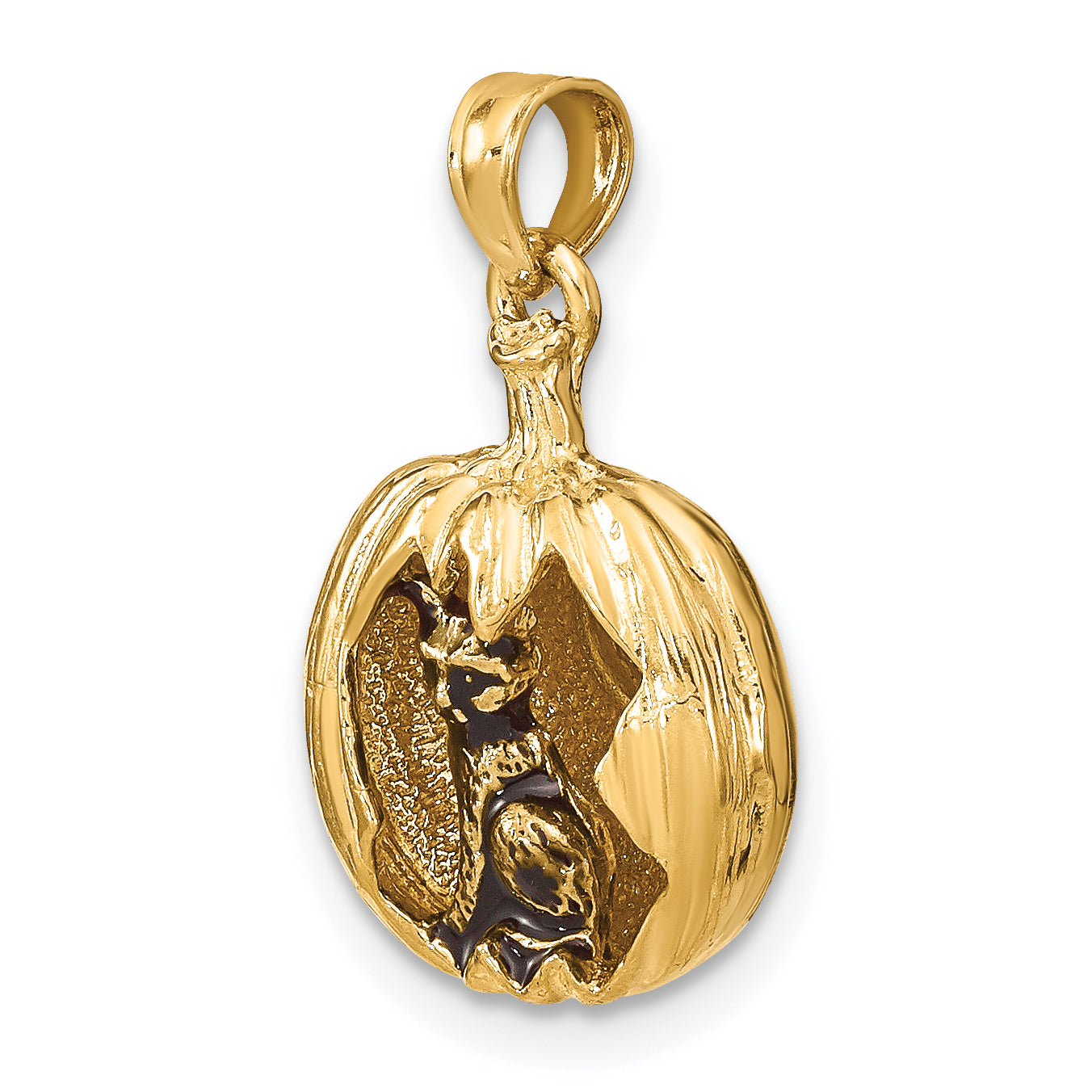 14k w/Rhodium 3-D Jack-o-Lantern w/Enameled Black Cat and Moon Charm