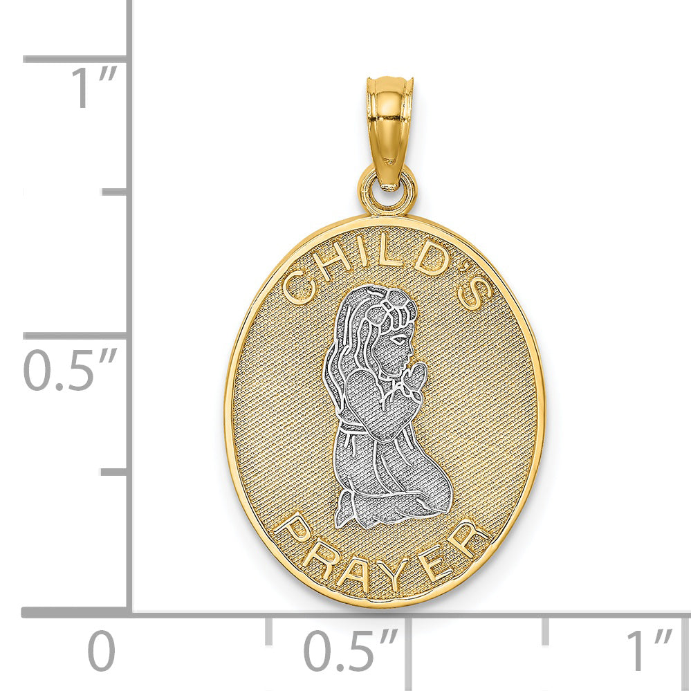 14k w/Rhodium Reversible CHILDS PRAYER w/Girl Charm