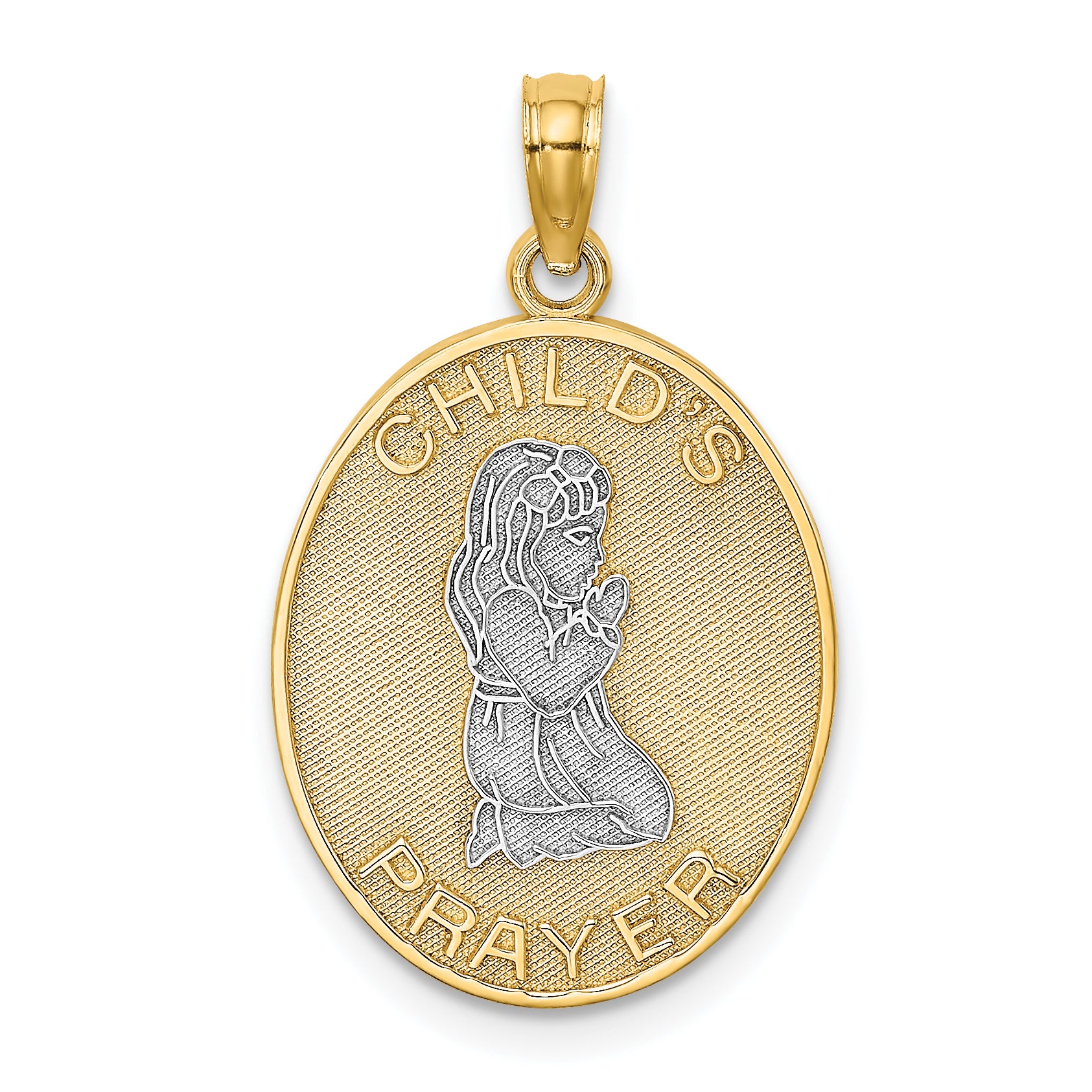 14k w/Rhodium Reversible CHILDS PRAYER w/Girl Charm