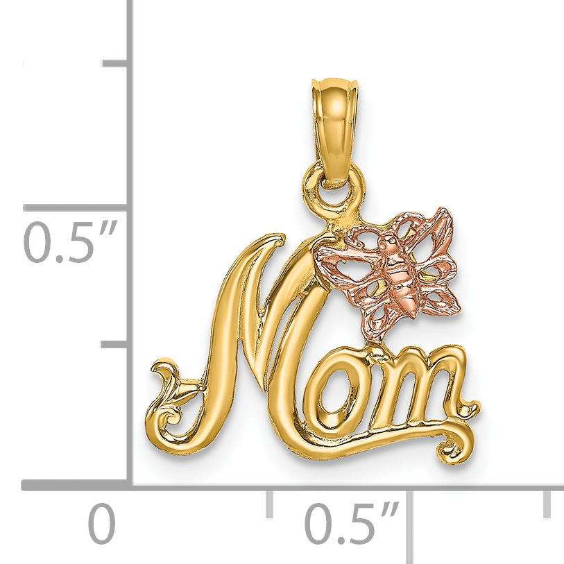 14k Two-Tone MOM w/ Butterfly Charm