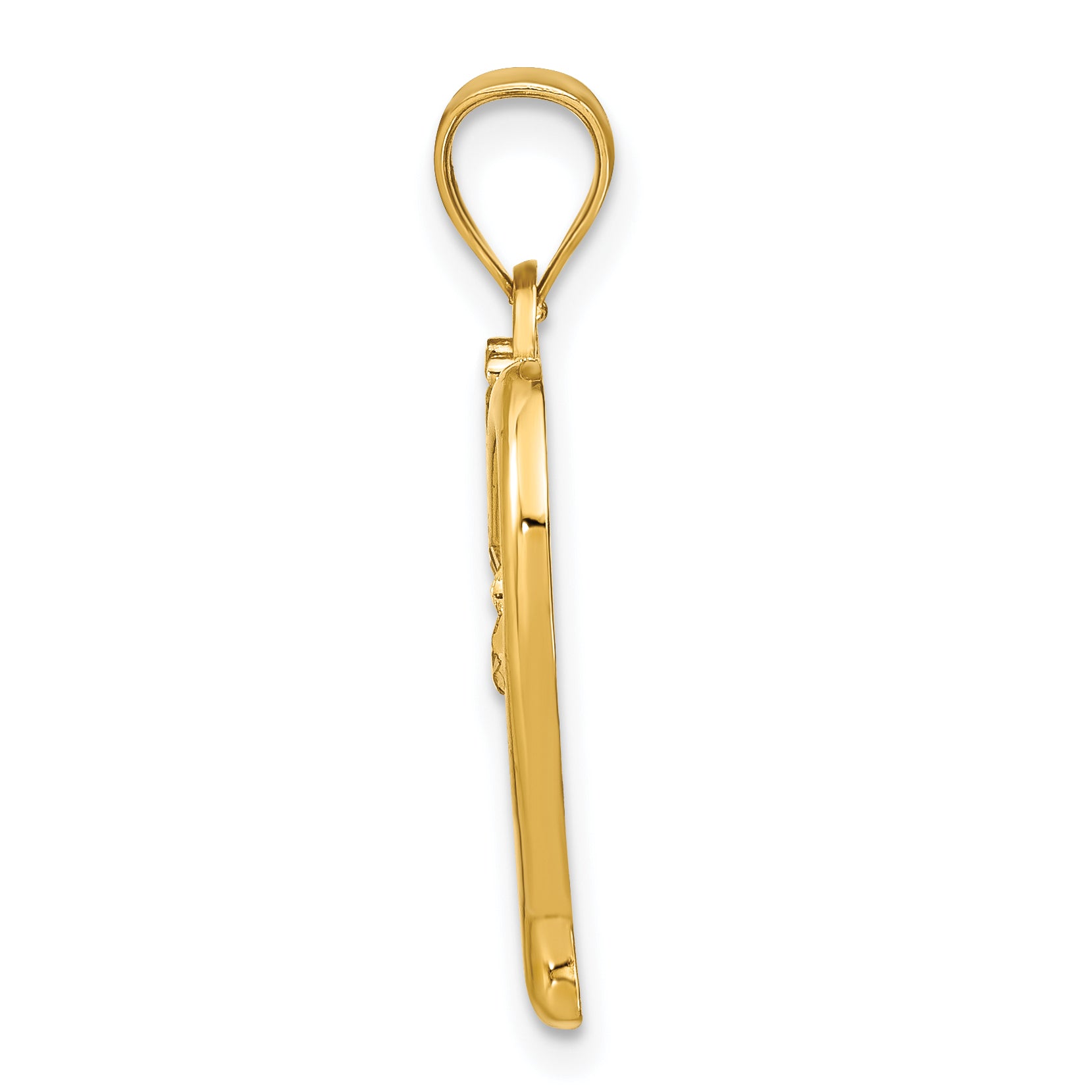 14k w/Rhodium Diamond-cut Heart Charm Secondary image