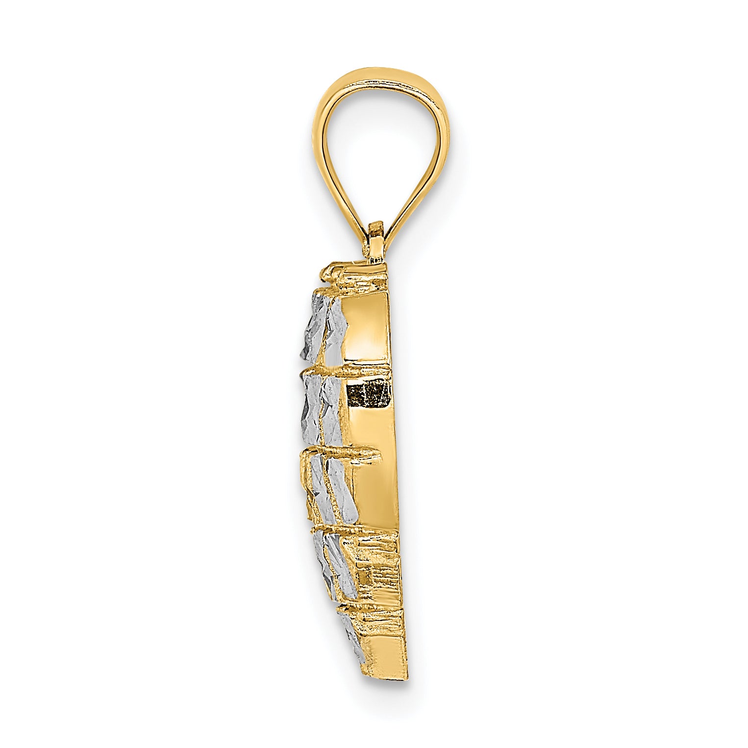 14k w/Rhodium Diamond-cut Heart Charm Secondary image
