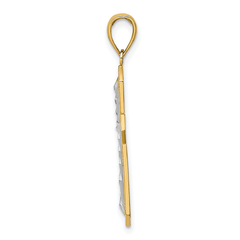 14K W/ Rhodium Center Cross Charm