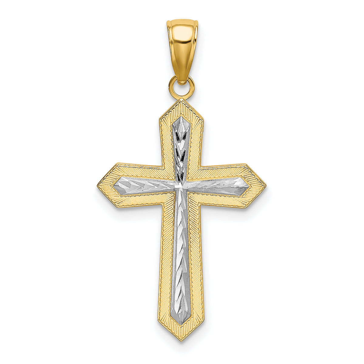 14K W/ Rhodium Center Cross Charm
