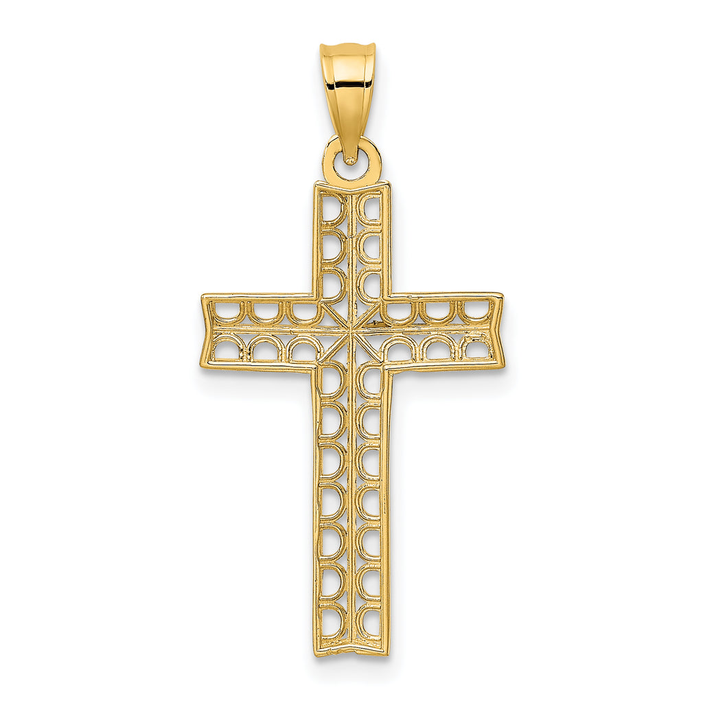 14K W/ Rhodium Cross Charm