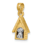 14k Two-tone 3-D Dog Inside Dog House Charm