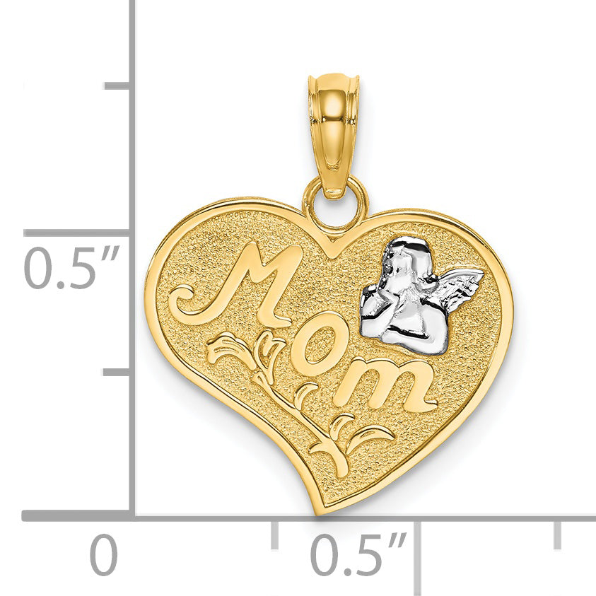 14k w/Rhodium MOM and Angel Heart Charm