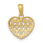 14k w/Rhodium Diamond-cut Heart Charm