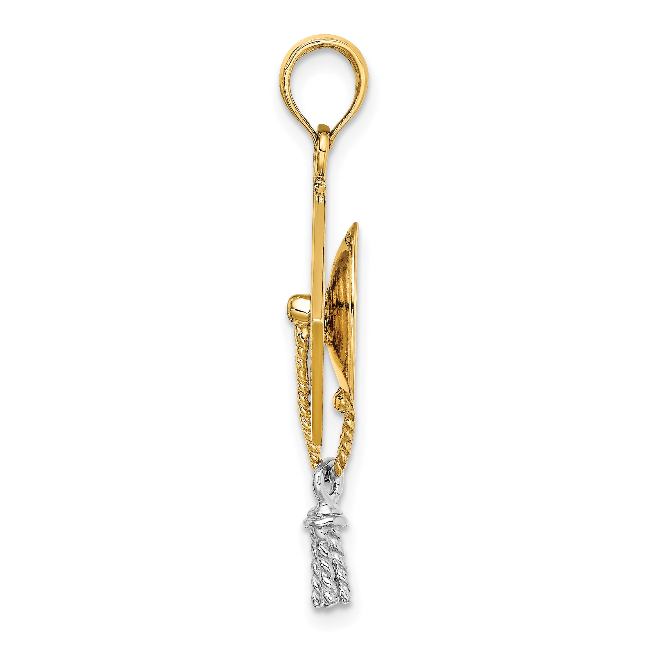 14k 3-D Graduation Cap w/ White Rhodium Moveable Tassle Charm