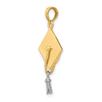 14k 3-D Graduation Cap w/ White Rhodium Moveable Tassle Charm