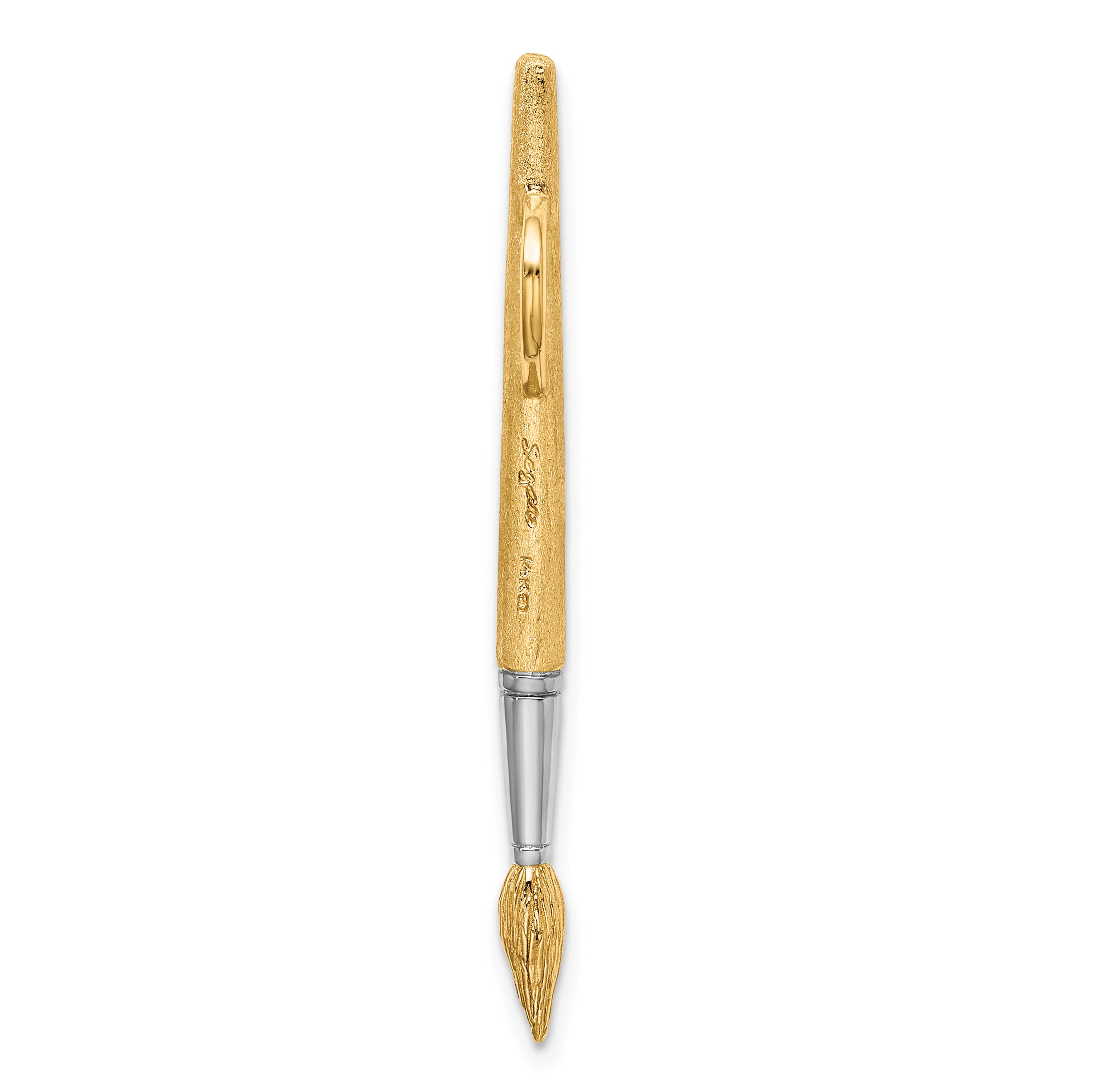 14K w/Rhodium  3-D Water Paint Brush Charm