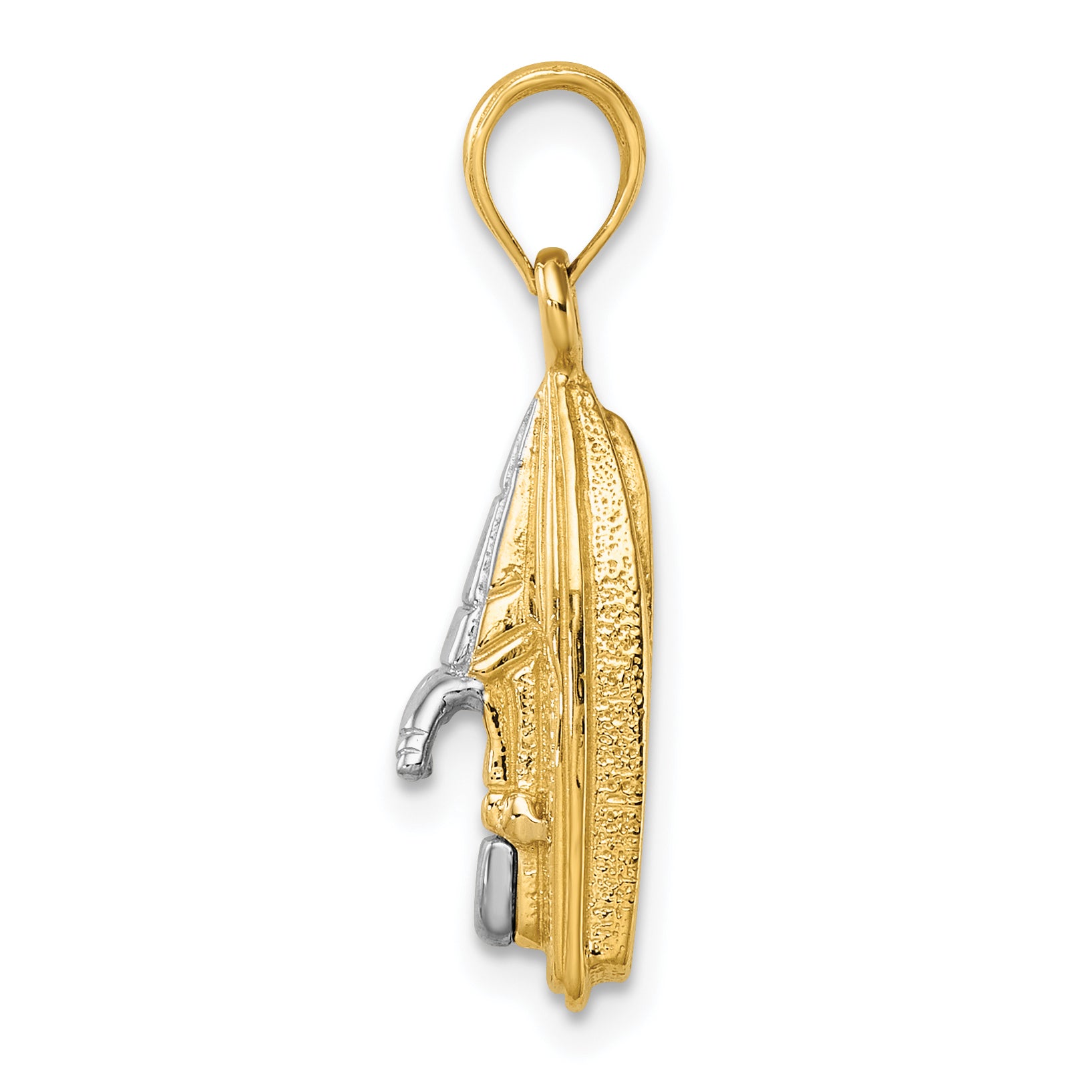 14K w/Rhodium 3-D Wave Runner W/ Moveable Seat Charm Secondary image