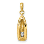 14K w/Rhodium 3-D Wave Runner W/ Moveable Seat Charm