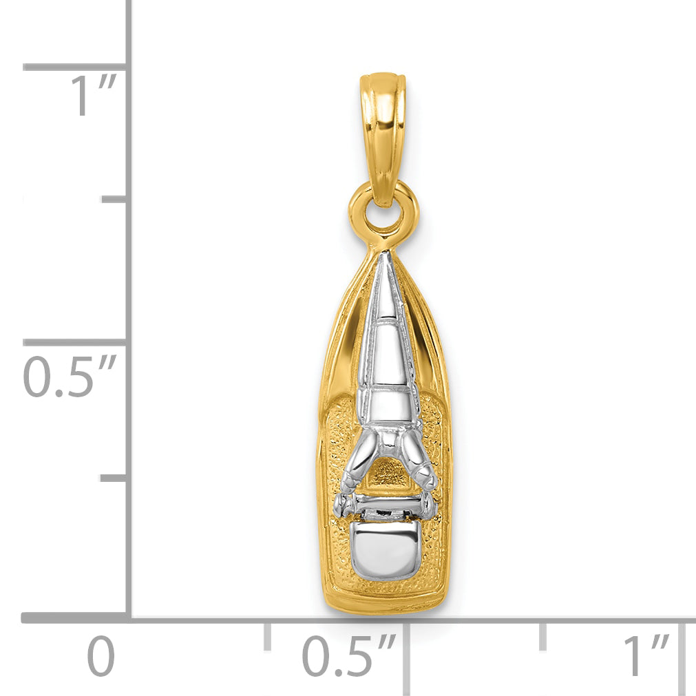 14K w/Rhodium 3-D Wave Runner W/ Moveable Seat Charm