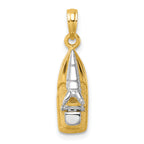 14K w/Rhodium 3-D Wave Runner W/ Moveable Seat Charm