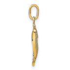 14k w/Rhodium Diamond-cut Textured Heart Charm