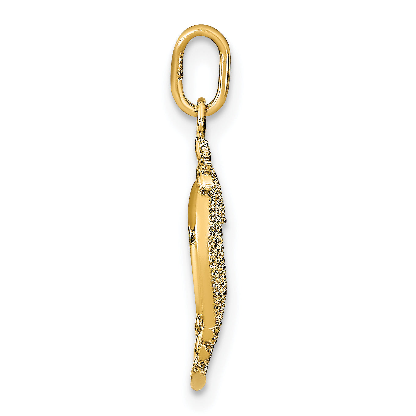 14k w/Rhodium Diamond-cut Textured Heart Charm