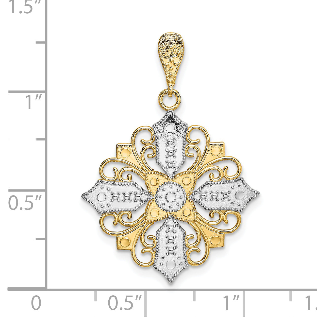 14k and White Rhodium Cut-out Cross Medallion Charm Secondary image