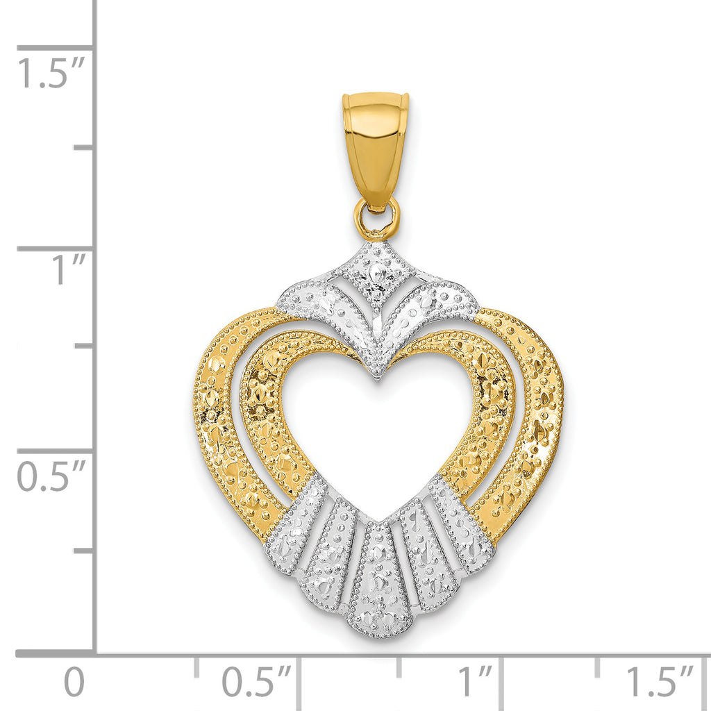 Cut-Out Heart Charm in 14K Two-Tone Gold, 38mm - Sophia Jewelers
