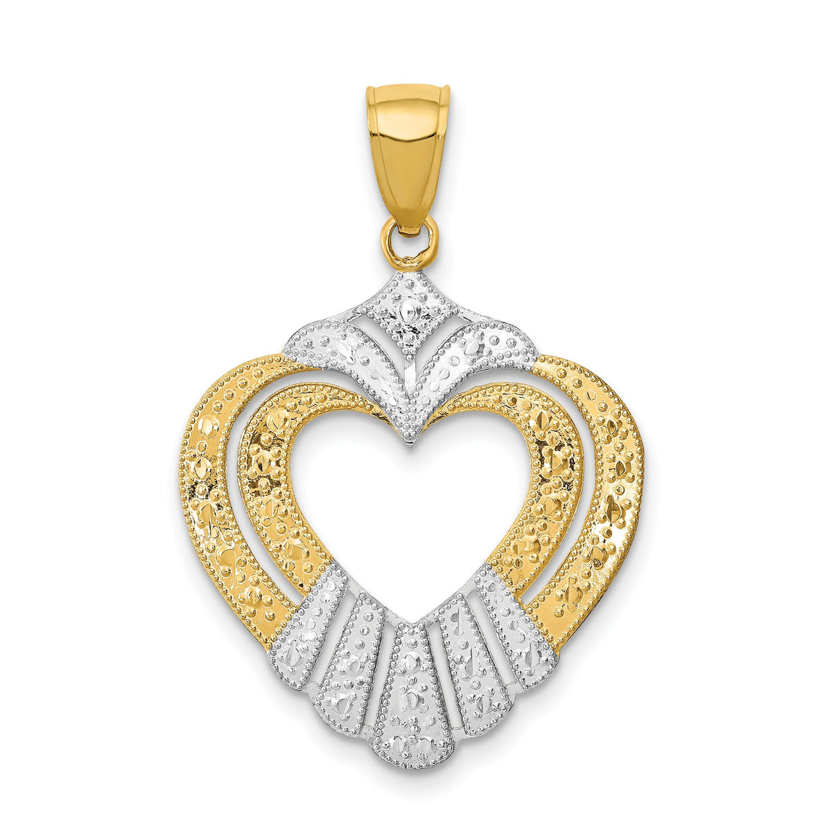 Cut-Out Heart Charm in 14K Two-Tone Gold, 38mm - Sophia Jewelers Main image