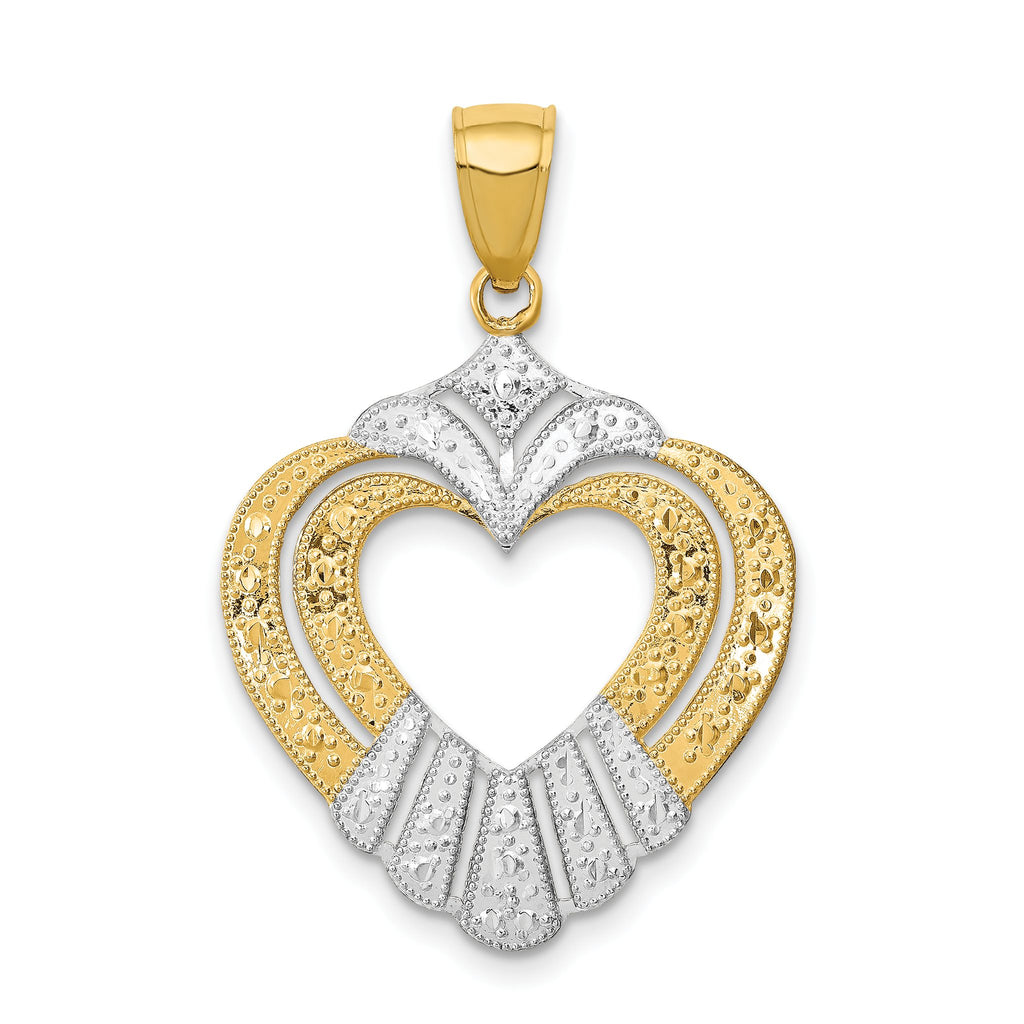 Cut-Out Heart Charm in 14K Two-Tone Gold, 38mm - Sophia Jewelers