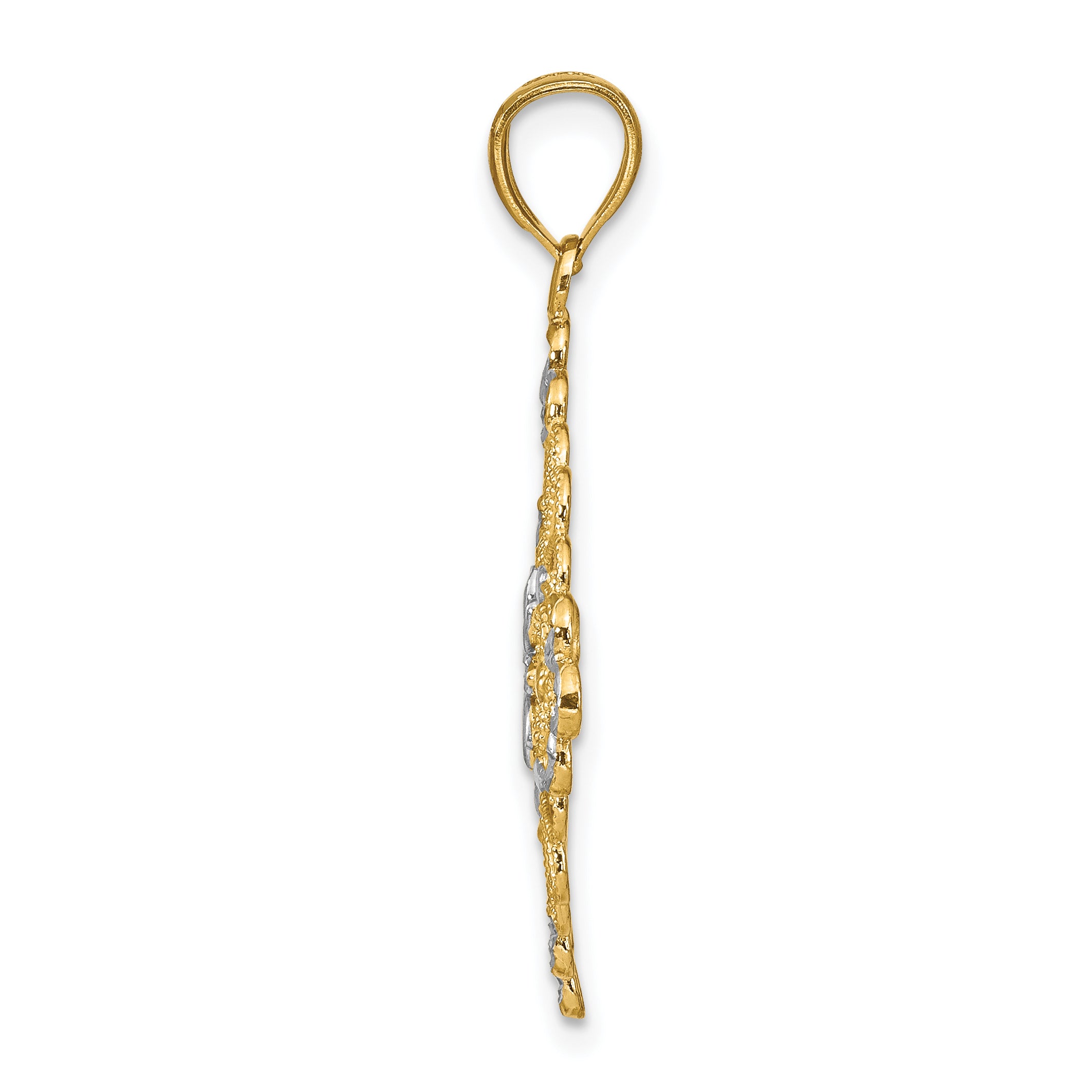 Filigree Medallion Charm in 14K Two-Tone Gold, 35mm Diamond-Cut Secondary image