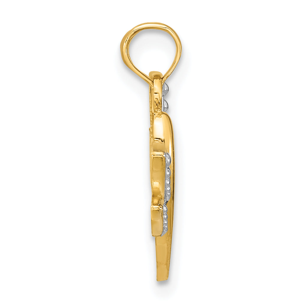 Dragonfly White Charm in 14K Yellow Gold, 18mm Textured - Sophia Jewelers