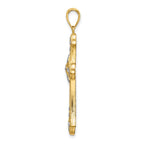 Edge Cross Charm in 14K Yellow Gold, 34mm Diamond-Cut - Sophia Jewelers