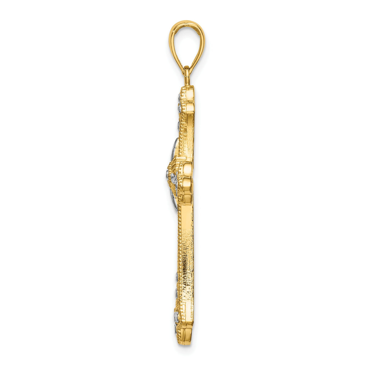 Edge Cross Charm in 14K Yellow Gold, 34mm Diamond-Cut - Sophia Jewelers