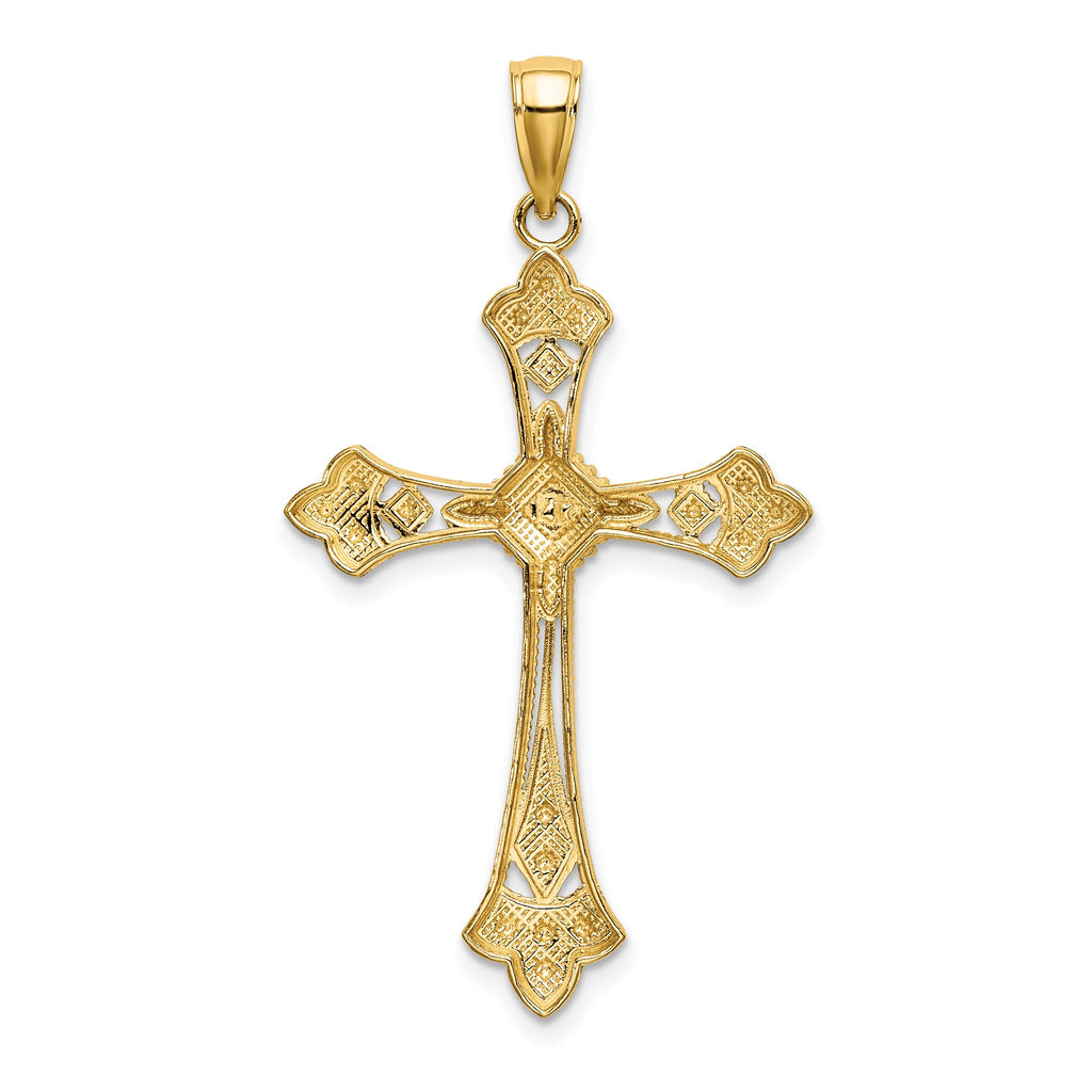Edge Cross Charm in 14K Yellow Gold, 34mm Diamond-Cut - Sophia Jewelers