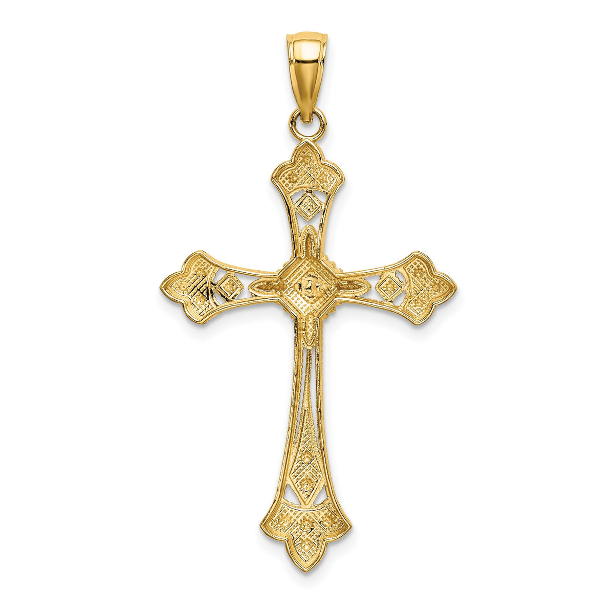 Edge Cross Charm in 14K Yellow Gold, 34mm Diamond-Cut - Sophia Jewelers