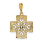 Maltese Cross Heart Charm in 14K Two-Tone Gold, 31mm Diamond-Cut - Sophia Jewelers