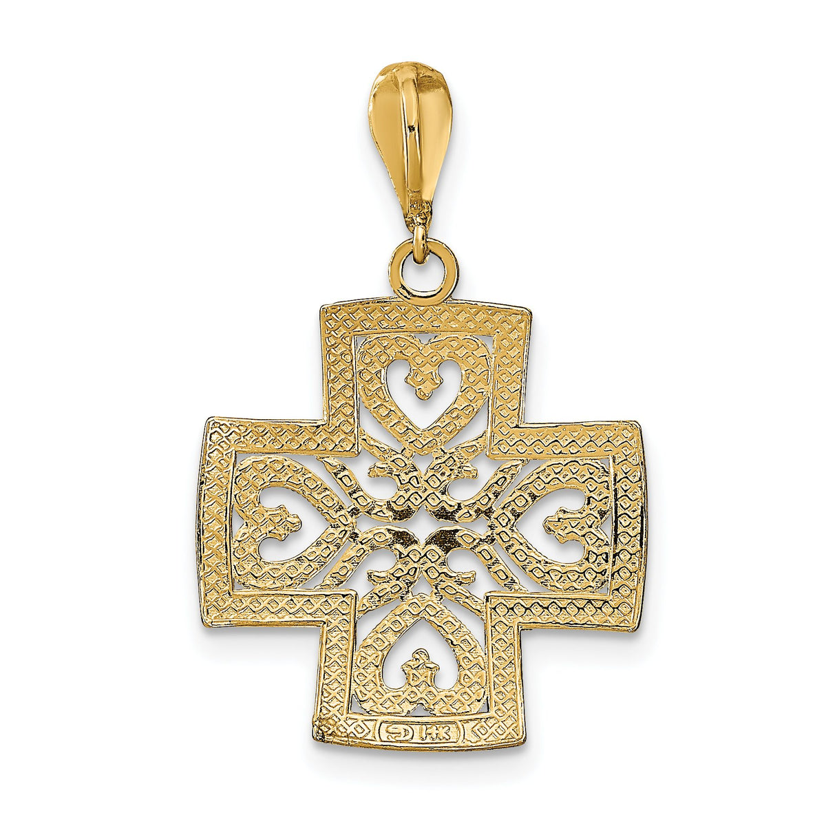 Maltese Cross Heart Charm in 14K Two-Tone Gold, 31mm Diamond-Cut - Sophia Jewelers