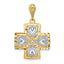 Maltese Cross Heart Charm in 14K Two-Tone Gold, 31mm Diamond-Cut - Sophia Jewelers