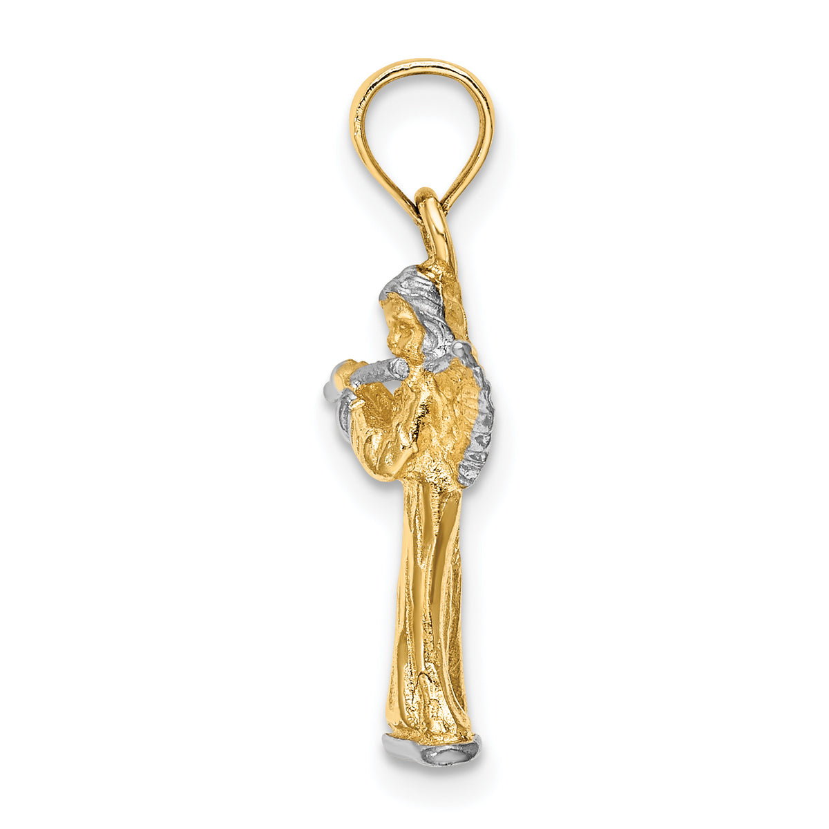 Angel Playing Flute Charm in 14K Two-Tone Gold, 19mm - Sophia Jewelers
