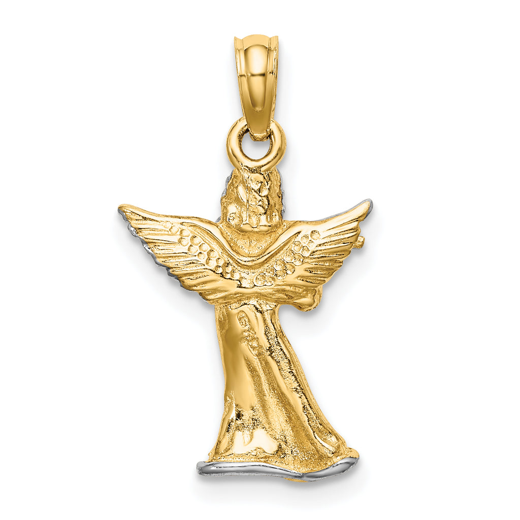 Angel Playing Flute Charm in 14K Two-Tone Gold, 19mm - Sophia Jewelers