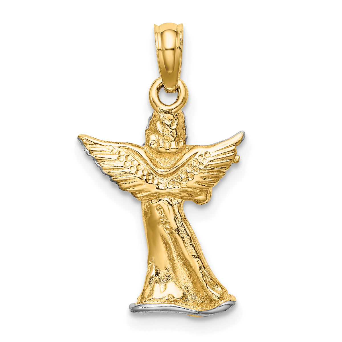 Angel Playing Flute Charm in 14K Two-Tone Gold, 19mm - Sophia Jewelers