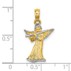 Angel Playing Flute Charm in 14K Two-Tone Gold, 19mm - Sophia Jewelers