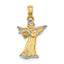 Angel Playing Flute Charm in 14K Two-Tone Gold, 19mm - Sophia Jewelers
