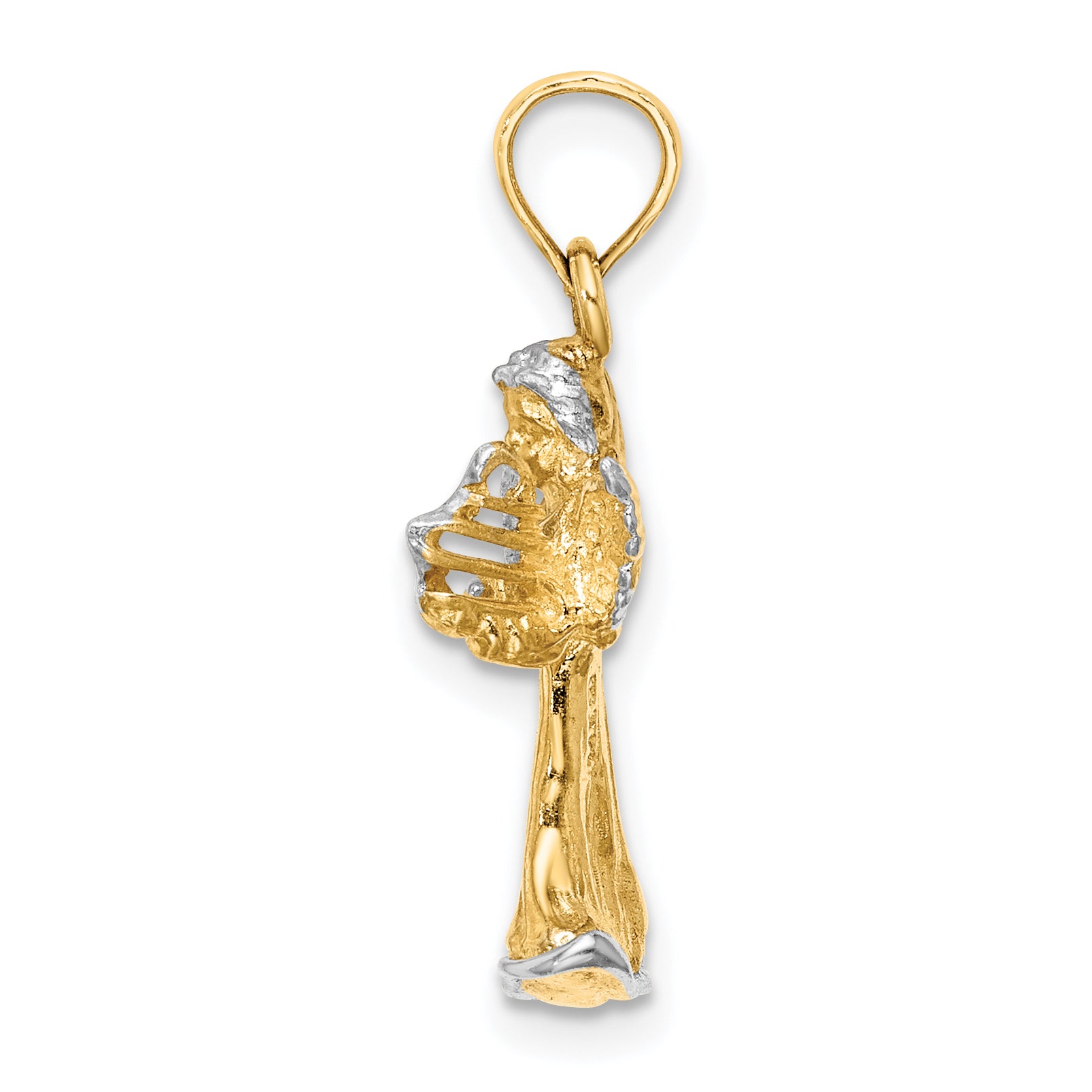 Angel Playing Harp Charm in 14K Yellow Gold, 23mm Secondary image