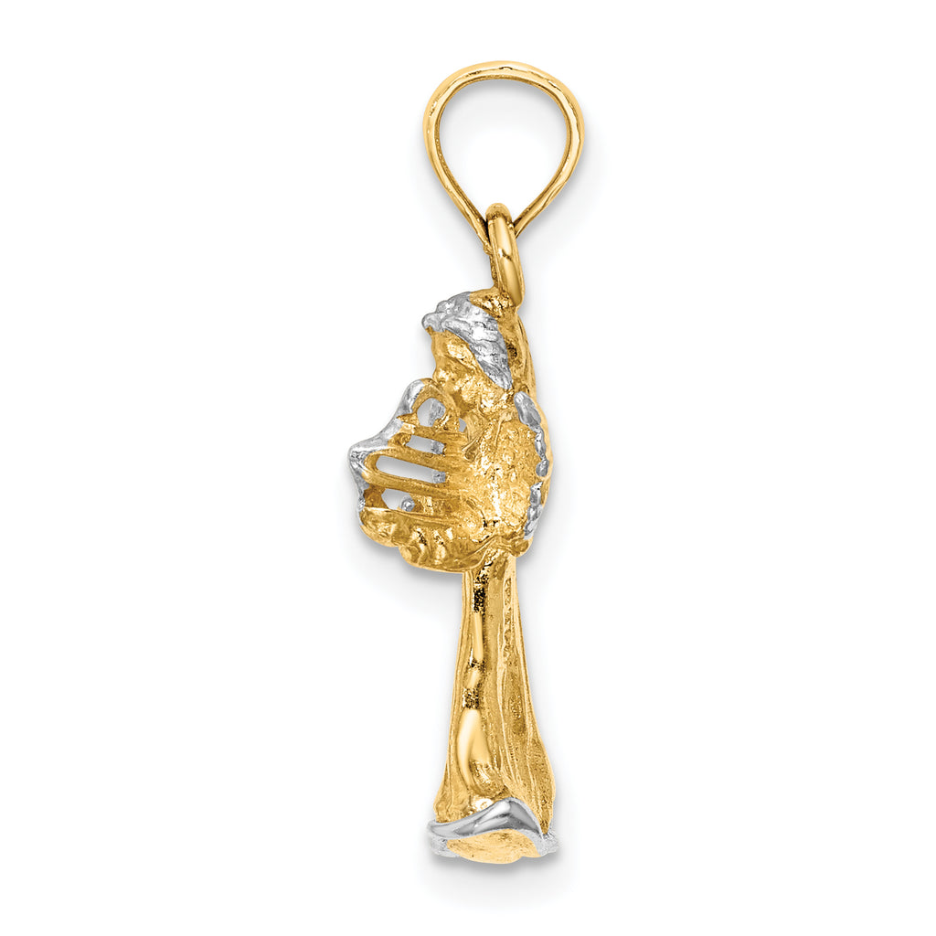 Angel Playing Harp Charm in 14K Yellow Gold, 23mm - Sophia Jewelers