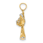 Angel Playing Harp Charm in 14K Yellow Gold, 23mm - Sophia Jewelers