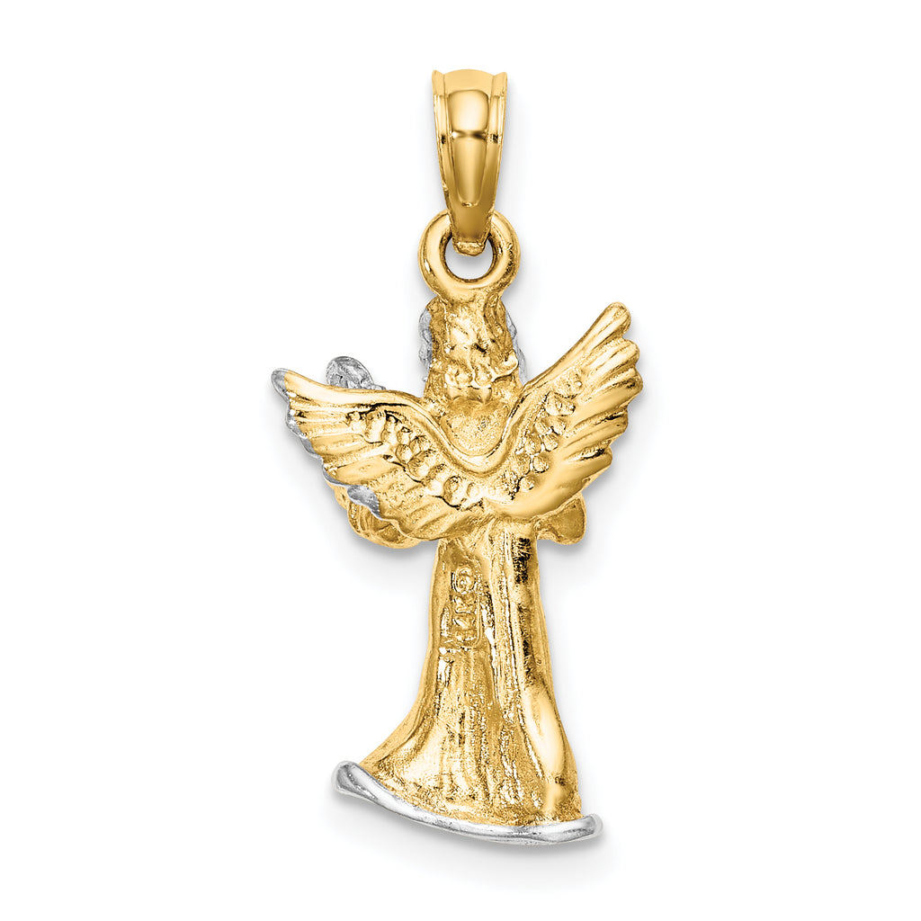 Angel Playing Harp Charm in 14K Yellow Gold, 23mm - Sophia Jewelers