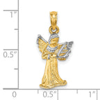 Angel Playing Harp Charm in 14K Yellow Gold, 23mm - Sophia Jewelers