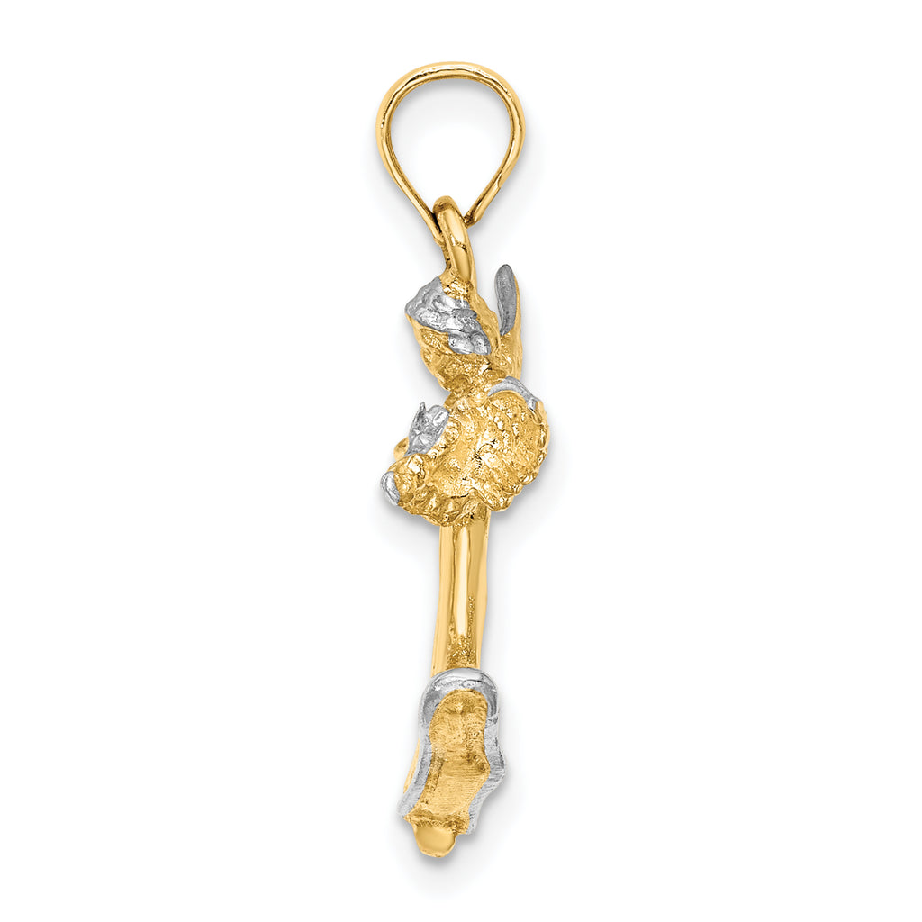 Angel Playing Violin Charm in 14K Yellow Gold, 25mm - Sophia Jewelers